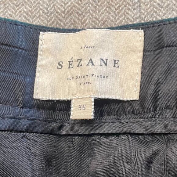 EUC Sezane Martin Blackwatch Plaid Wool Blend Wide Leg Trousers 36, 4 - Picture 7 of 9